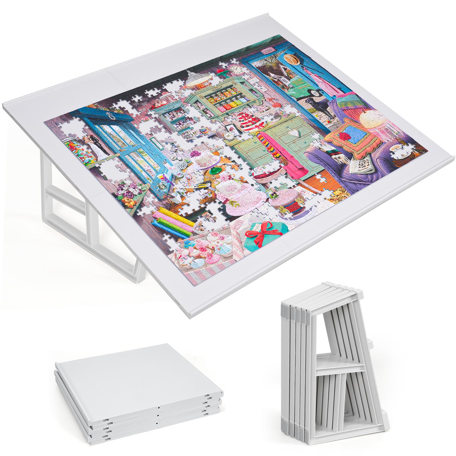 WELGEE 1000-Piece Tilting Puzzle Board with Stand(31” x 24